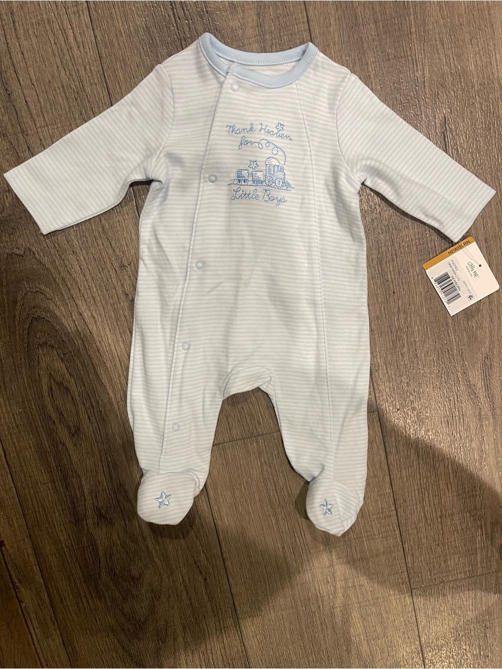 Little Me Light Blue Striped Footed One-Piece